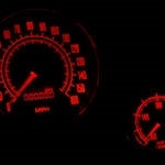 60s Muscle Custom 6 Gauge Set, Speedo, Tach, Volt, Oil, Water and Fuel with Polished Aluminum Bezels, Angle 9