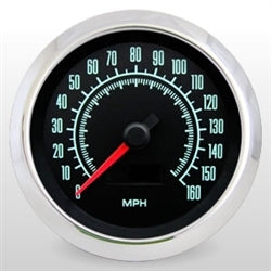 60s Muscle Custom 6 Gauge Set, Speedo, Tach, Volt, Oil, Water and Fuel with Polished Aluminum Bezels, Angle 2