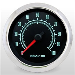 60s Muscle Custom 6 Gauge Set, Speedo, Tach, Volt, Oil, Water and Fuel with Polished Aluminum Bezels, Angle 3