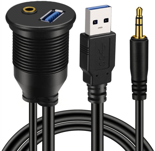 USB and Auxiliary Input with 36" Extension Cable, Angle 3