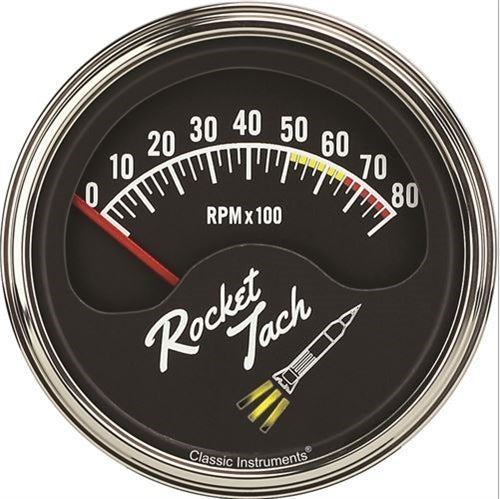 Vintage Style Rocket Tach, 8000 RPM, Angle 2