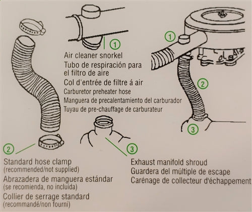 Chevelle or Nova Pre-Heat Aluminum Flex Vent Duct Hose Pipe Air Cleaner to Manifold, 2 Inch Diameter, Angle 3