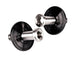 the New 1967 - 1972 Custom Chevelle or Nova Stainless Steel Door Jamb Striker Bolts with Black Anodized Double Ring Billet Washer Plates, Pair