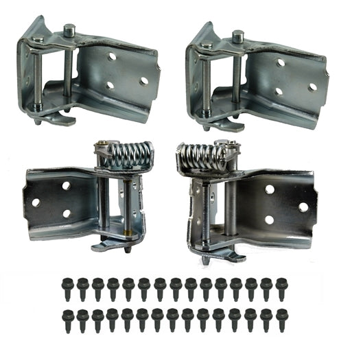 1968 - 1972 Chevelle Door Hinges Set, All Four, Uppers and Lowers With Mounting Bolts
