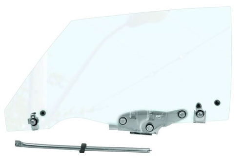 1970 - 1972 Chevelle Complete LH Door Window Glass Assembly Kit with Track, CLEAR, Angle 2
