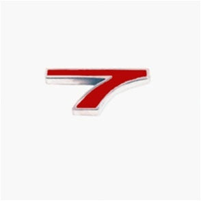 Custom Emblem, Individual Number # 7, Red and Chrome