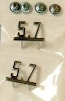 Custom 1965 - 1967 Chevelle or Nova 5.7 LS Engine Size Fender Emblems, Set, Angle 2
