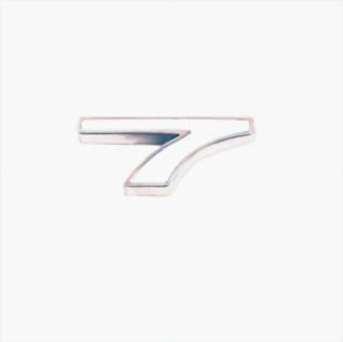 Custom emblem, Individual Number # 7, White and Chrome