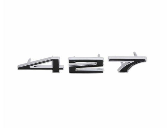 Custom Emblems, "427" Engine Size, Red, Pair, Angle 2