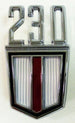 1965 - 1967 Chevelle Fender Emblem, "230" Engine Size Shield, Each