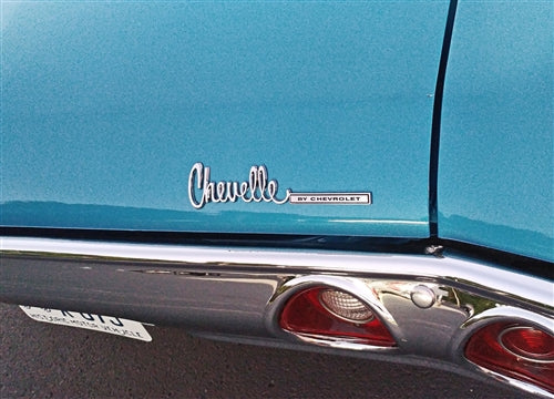 1971 - 1972 Chevelle by Chevrolet Trunk Deck Lid Emblem, Angle 2