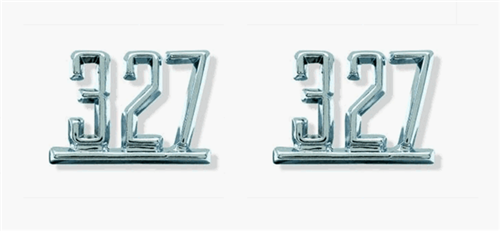 1965 - 1967 Chevelle Fender Emblems, "327" Engine Size, Chrome, Pair