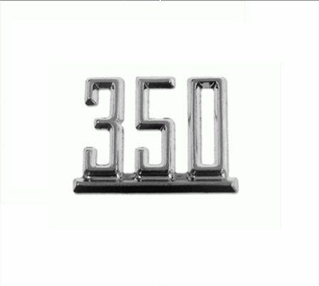1965 - 1967 Chevelle Fender Emblem, "350" Engine Size, Chrome, Each