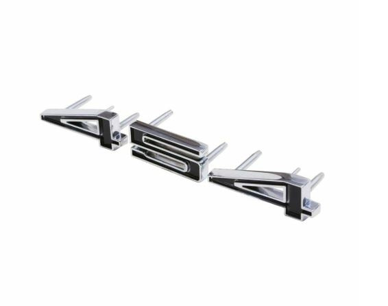 Custom Black and Chrome 454 Emblem, 3 Individual Pieces with Hardware, Angle 2