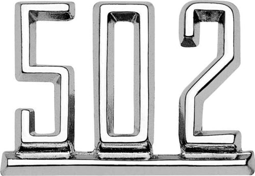 1965 - 1967 Chevelle Custom Chrome 502 Fender Emblem, Each