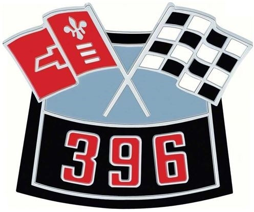 Air Cleaner Cross Flag Emblem, Die-Cast 396, Angle 2