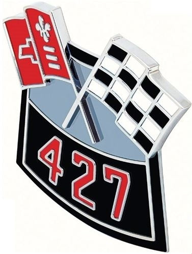 Air Cleaner Cross Flag Emblem, Die-Cast 427, Angle 2