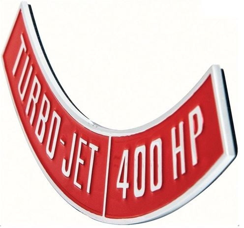 Air Cleaner Turbo-Jet Emblem, Die-Cast 400 HP, Angle 2