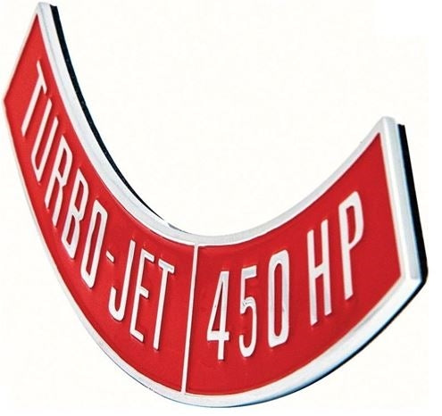 Air Cleaner Turbo-Jet Emblem, Die-Cast 450 HP, Angle 2