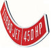 Air Cleaner Turbo-Jet Emblem, Die-Cast 450 HP, Angle 2