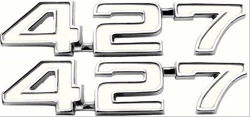 1969 Nova White & Chrome 427 Fender Emblem, PAIR