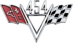 454 Custom "V" Flag Engine Size Emblem