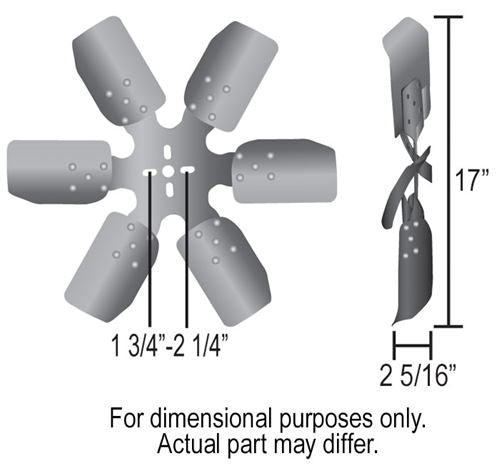1966 - 1972 Chevelle & Nova Custom Heavy Duty Engine Cooling 17" Fan Blade, Angle 2