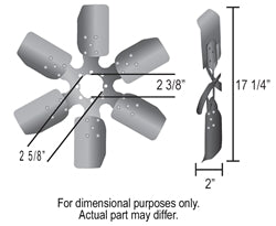 1966 - 1972 Chevelle or Nova Engine Cooling Fan, Heavy Duty, 17 Inch for Fan Clutch, Angle 3