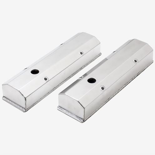 New Chevy Small Block Fabricated Aluminum Valve Cover, Clear Anodized Finish