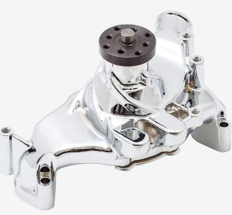 New Big Block Chevy V-Belt Front Drive System with Power Steering, Polished Billet Aluminum, Angle 2