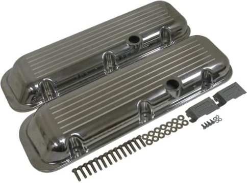 1966 - 1972 Valve Covers, Big Block Chevy Polished Aluminum, Ball-Milled | Muscle Car Central