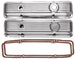 Small Block Ribbed Polished Aluminum Valve Cover Set, Z/28 or LT1 OE Style, Angle 2