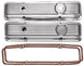 Small Block Ribbed Polished Aluminum Valve Cover Set, Z/28 or LT1 OE Style, Angle 2