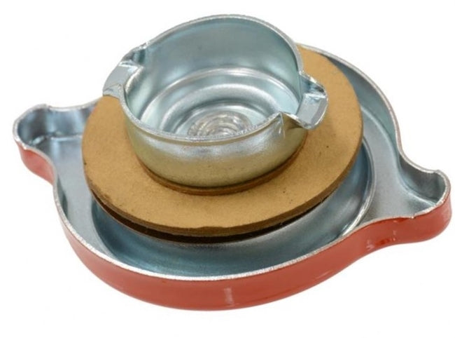 Photo of a 1966 - 1972 Chevelle and Nova Valve Cover Oil Filler Cap, ORANGE Plated with "S" Rivet, OE Style, Angle 2