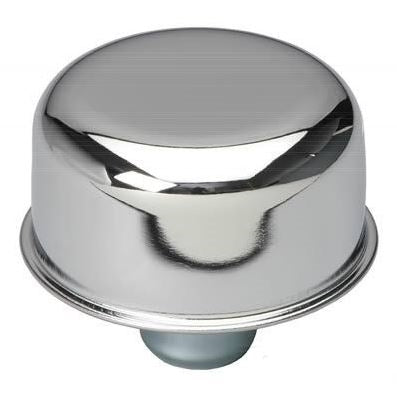 Valve Cover Breather Cap, Chrome Push-In, 1" Diameter, Angle 2