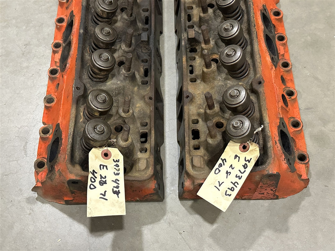 1971 Chevy 400 Heads, Matched Set, Original GM Used 3973493 Pair, Angle 2