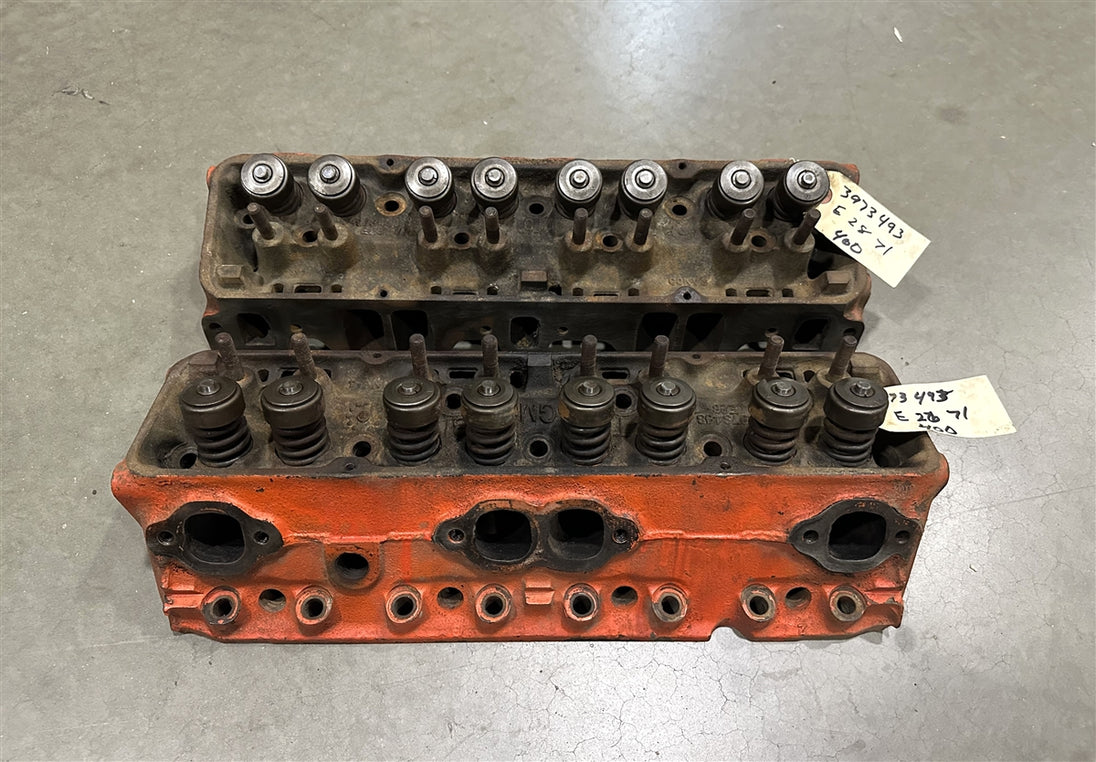 1971 Chevy 400 Heads, Matched Set, Original GM Used 3973493 Pair, Angle 5