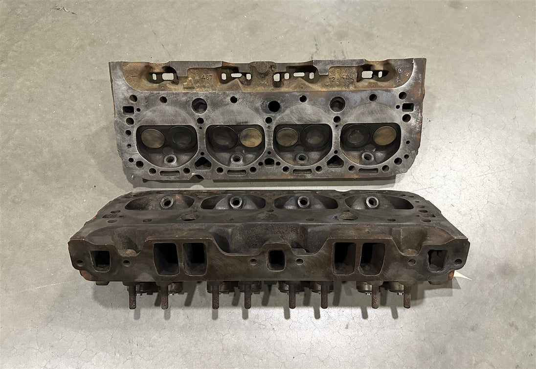 1971 Chevy 400 Heads, Matched Set, Original GM Used 3973493 Pair, Angle 6