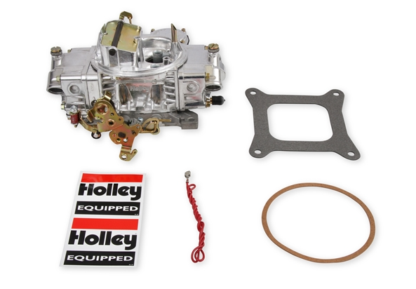 Polished Aluminum Holley Carburetor, Square Bore Design with Electric Choke and Vacuum Secondaries, 600 CFM, Model, Angle 11