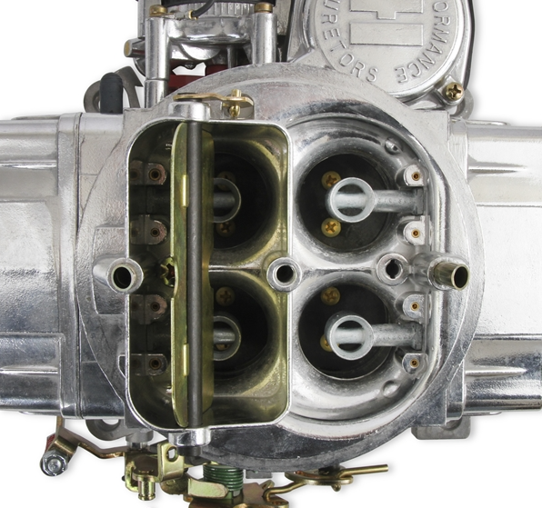 Polished Aluminum Holley Carburetor, Square Bore Design with Electric Choke and Vacuum Secondaries, 600 CFM, Model, Angle 2