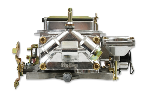 Polished Aluminum Holley Carburetor, Square Bore Design with Electric Choke and Vacuum Secondaries, 600 CFM, Model, Angle 4