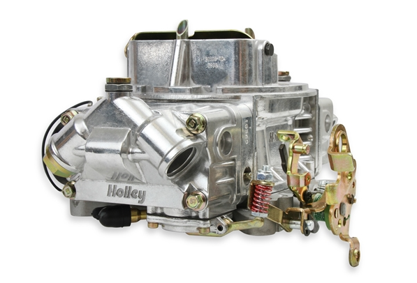 Polished Aluminum Holley Carburetor, Square Bore Design with Electric Choke and Vacuum Secondaries, 600 CFM, Model, Angle 7