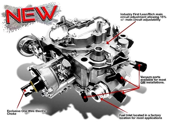 Picture of a New Quadrajet Q-Jet Carburetor, 800 CFM Electric Choke, with U-Style (1974 and Earlier), Angle 3