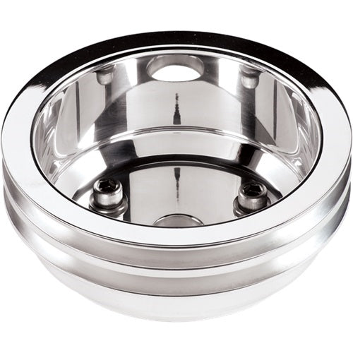 1969 - 1972 Crank Pulley, Small Block, 2 Groove, Billet, Long Water Pump Setup