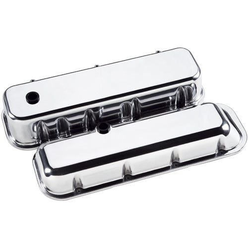 Billet Specialties Big Block Valve Covers, Polished Billet Aluminum, Smooth Top