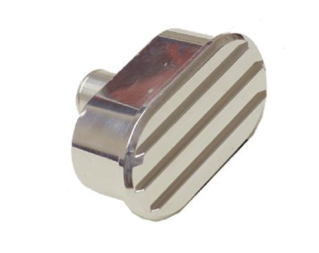 Valve Cover Breather Cap, Polished Aluminum Oval Finned, 1" Diameter Tube