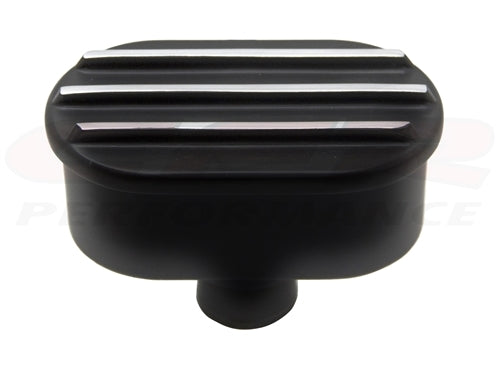 Valve Cover Breather Cap, BLACK ALUMINIUM Finned Classic Ribbed Design, 1" Push In
