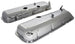 1966 - 1972 Chevy Big Block Chrome Valve Covers with Drippers, Stock Height with Booster Dent, Angle 2