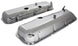 1966 - 1972 Chevy Big Block Chrome Valve Covers with Drippers, Stock Height with Booster Dent, Angle 2