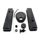1958 - 1986 CHEVY SMALL BLOCK 283, 305, 327, & 350 BLACK STEEL VALVE COVER, TIMING COVER, BREATHER, DIPSTICK ENGINE DRESS UP KIT - SMOOTH